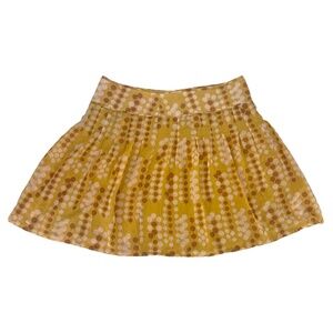 Fossil Cotton Silk Blend Yellow Pleated Retro Dot Print Mini Skirt Size 4